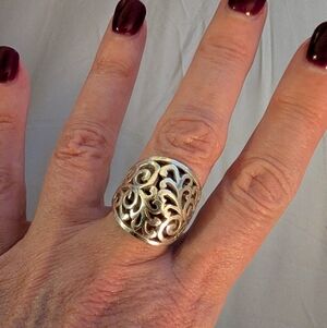 Sterling Silver Filigree Ring Sz 8